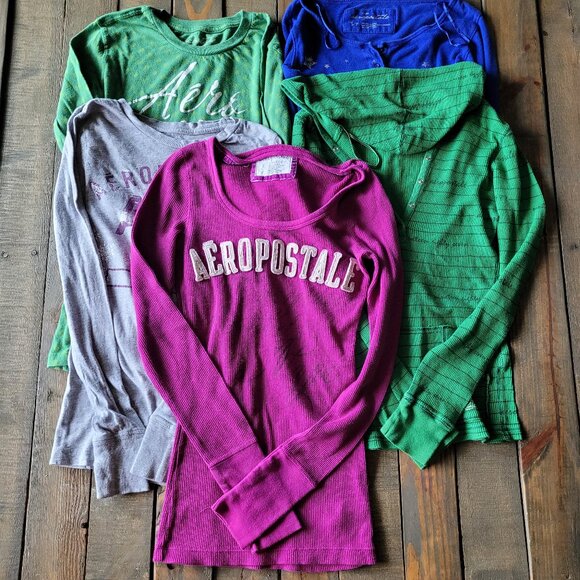 Aeropostale Girls Long Sleeve Shirts Lot of 5 - Picture 1 of 4